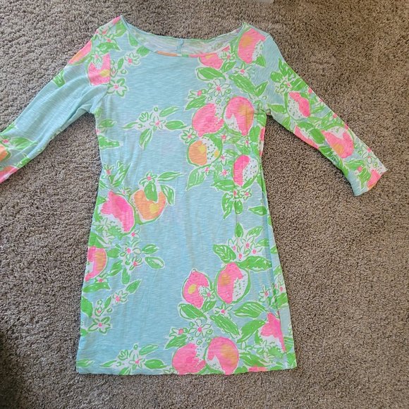 Lilly Pulitzer Marlowe Dress - Pool Blue Pink Lemonade - Size M - Picture 4 of 6